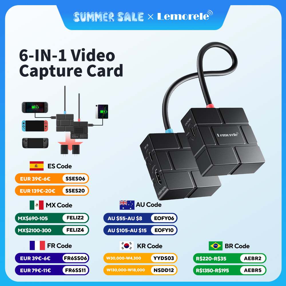 Capture Card Hdmi - Lemorele 6-IN-1 USB Video Capture Card