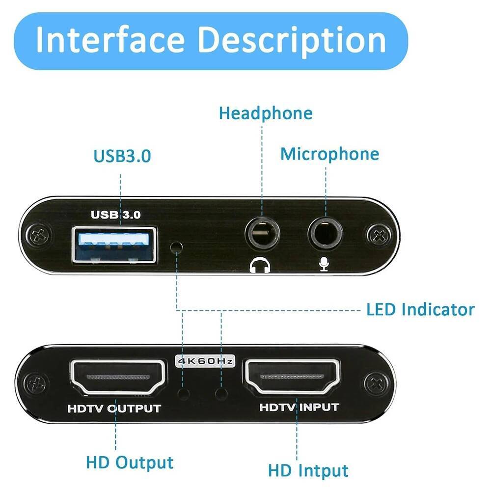 4K HDMI-Compatible to USB 3.0  - Capture Card Hdmi avaliação e preço
