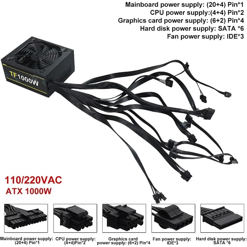 1000W 100-240V ATX Gold Power  - Pc Unit For Gaming avaliação e preço
