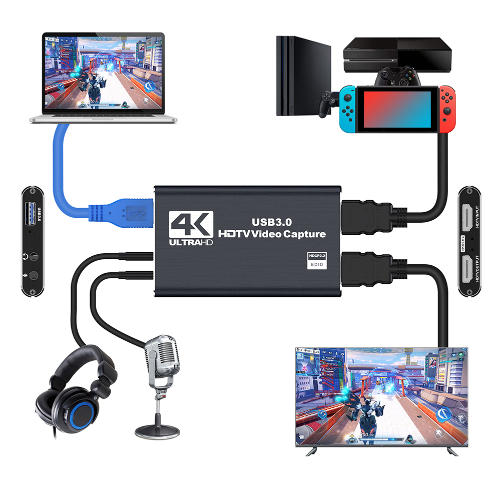 USB 3.0 4K HDMI-Compatible Cap - Capture Card Hdmi avaliação e preço