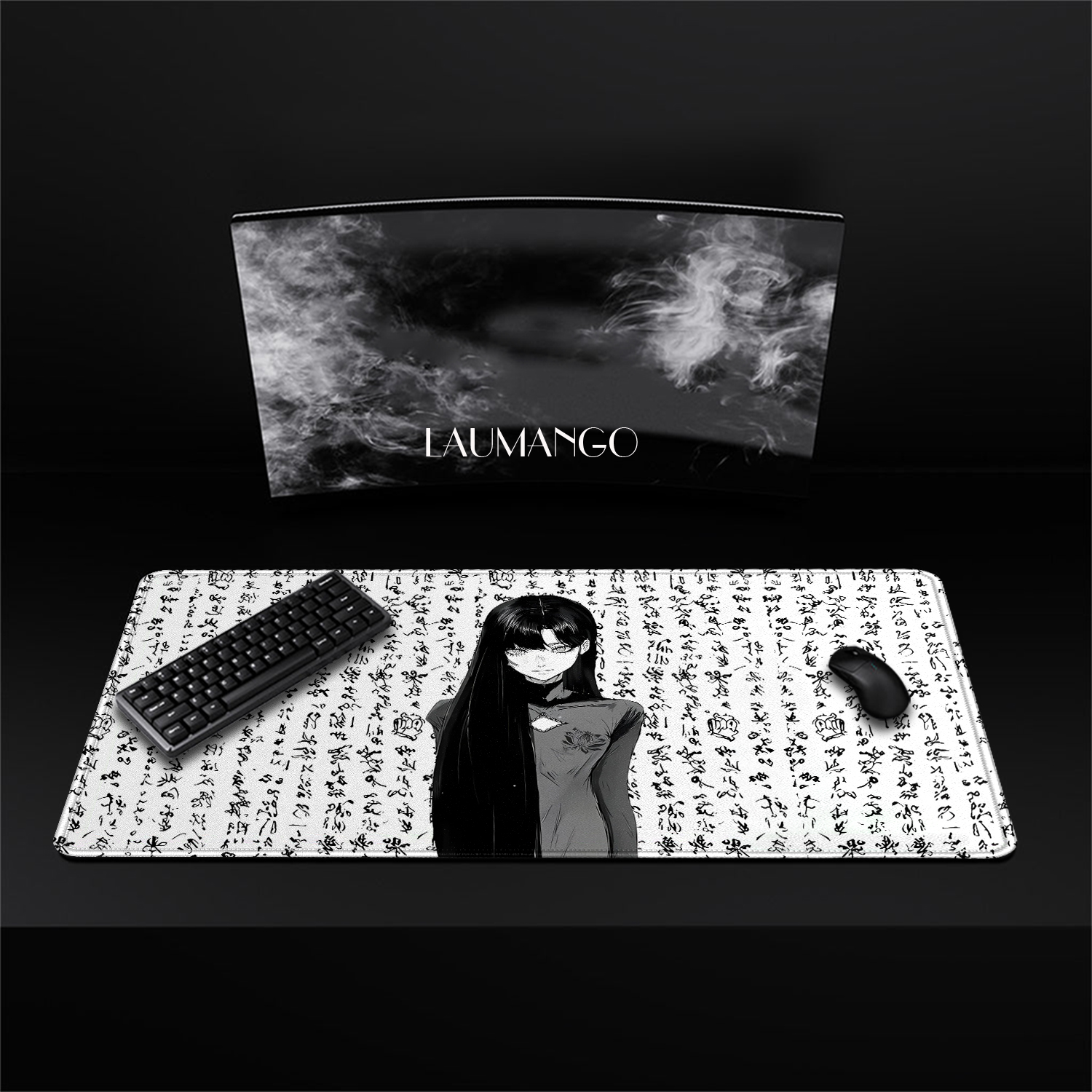 Anime Girl Mouse Pad Large Bla - Pc Gaming Drawing avaliação e preço