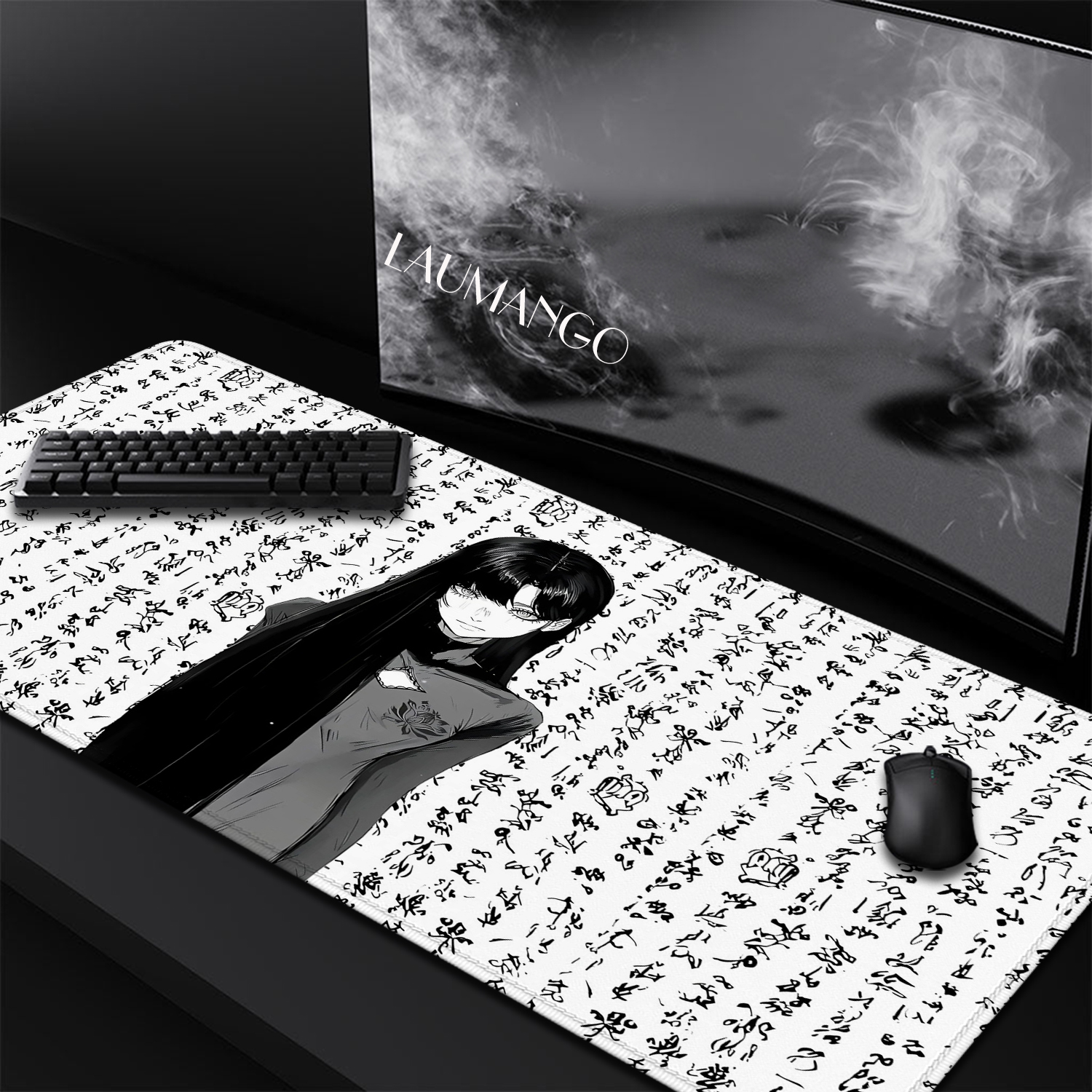 Anime Girl Mouse Pad Large Bla - Pc Gaming Drawing avaliação e preço