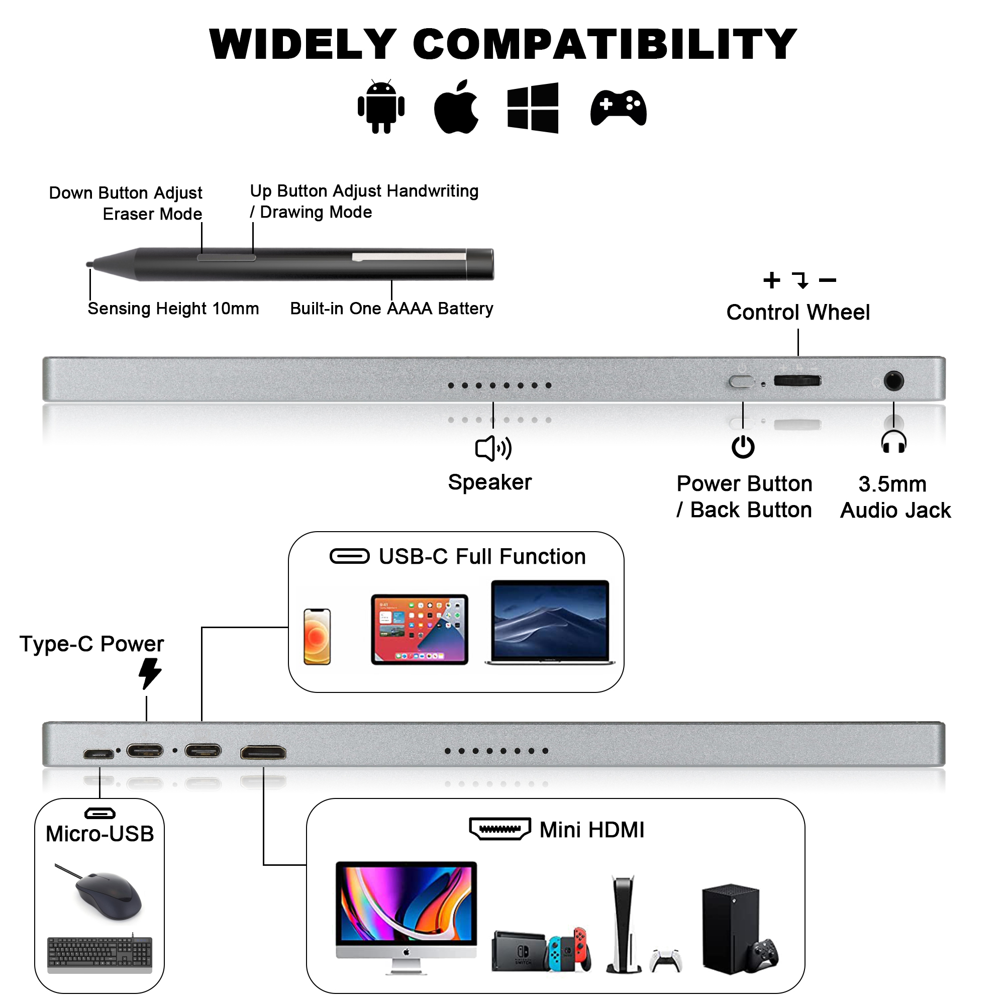New 15.6 Inch 4K Portable USB  - Pc Gaming Drawing avaliação e preço