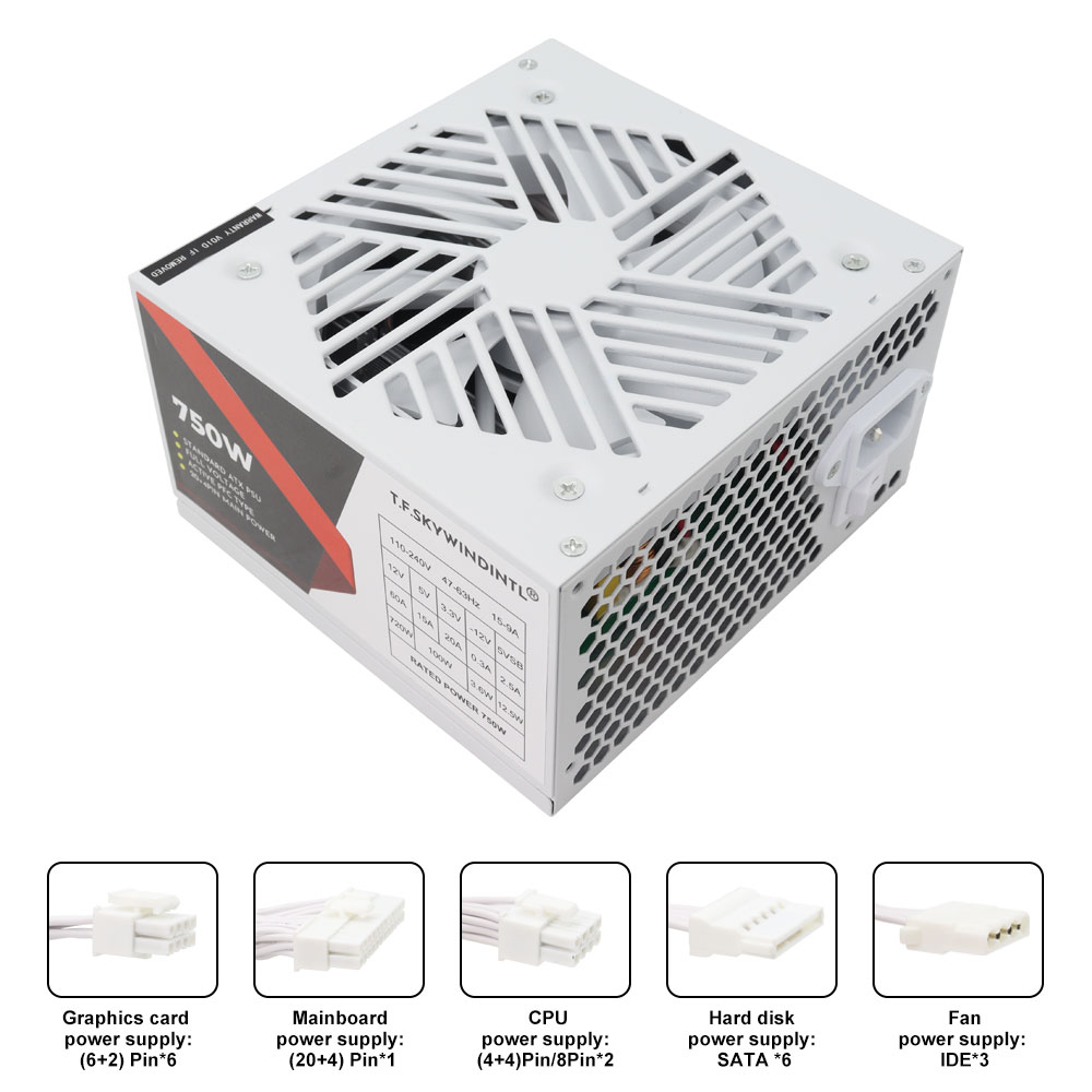 White 750W PSU PC Power Supply - Pc Gaming Watt avaliação e preço