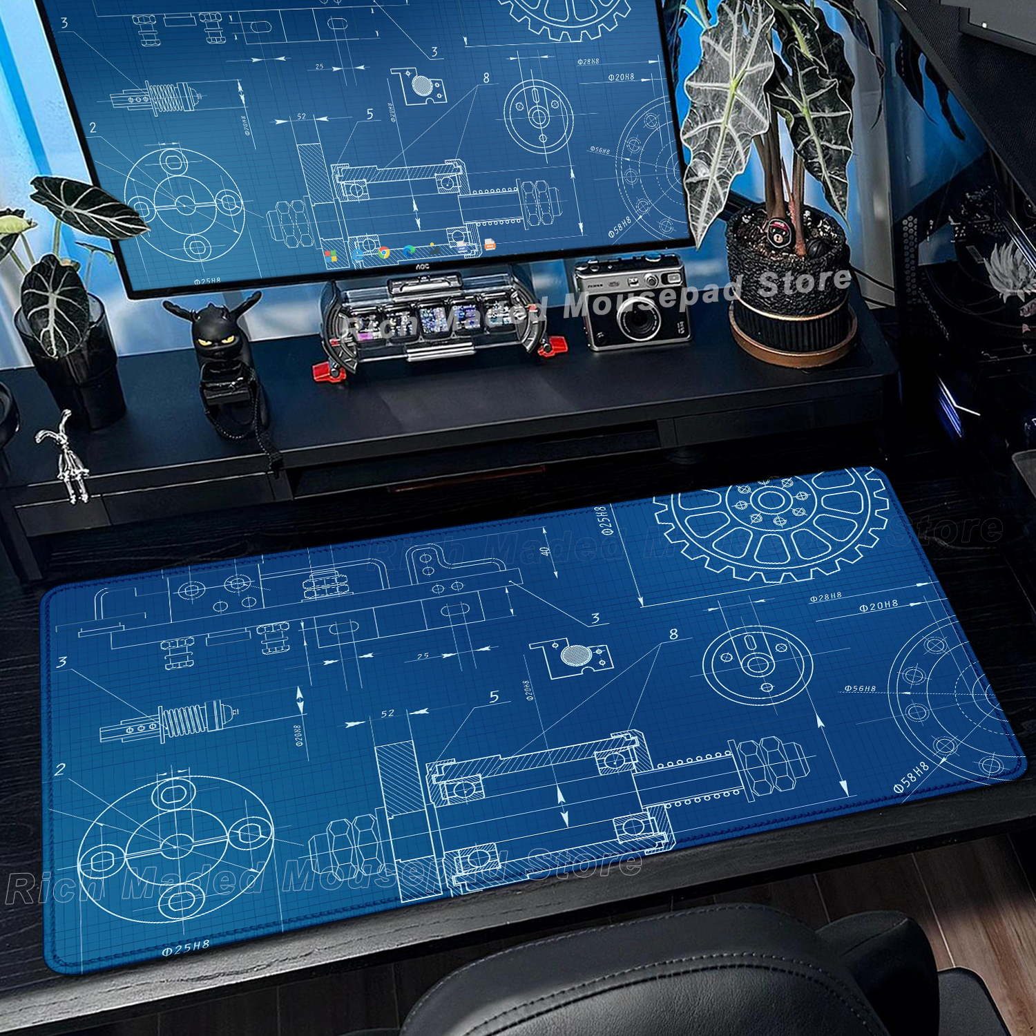 Black Large Mouse Pad Engineer - Pc Gaming Drawing avaliação e preço