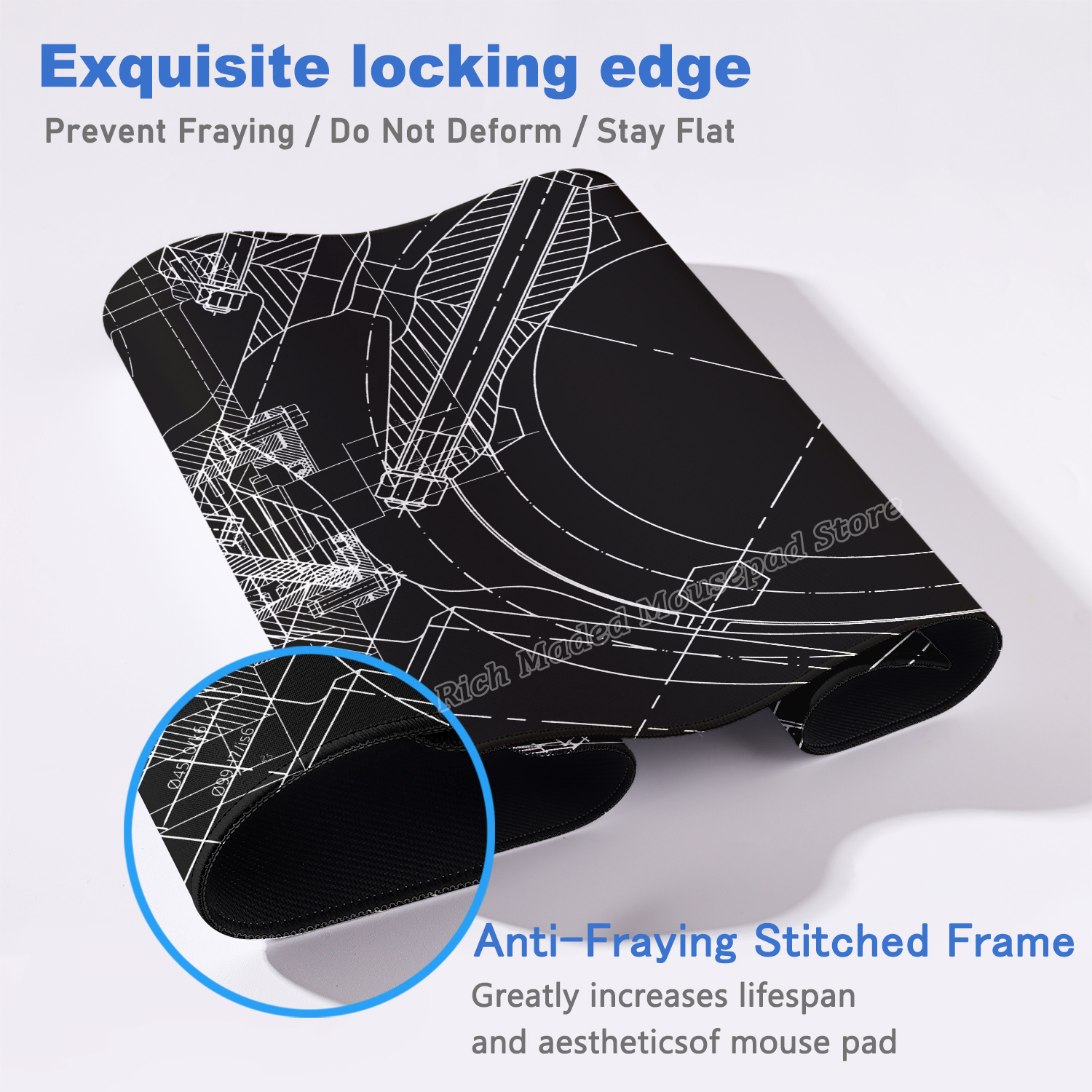 Black Large Mouse Pad Engineer - Pc Gaming Drawing avaliação e preço